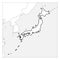 Map of Japan black thick outline highlighted with neighbor countries