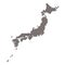 Map of Japan with mosaic-style tiled dots