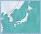 Map of Japan, North Korea and South Korea, physical map Asia, East Asia, map with reliefs and mountains and Pacific Ocean