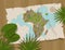 Map jungle africa cartoon treasure hunter