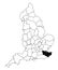 Map of Kent County in England on white background. single County map highlighted by black colour on England administrative map..
