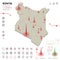 Map of Kenya Epidemic and Quarantine Emergency Infographic Template. Editable Line icons for Pandemic Statistics. Vector