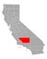 Map of Kern in California