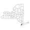 Map of kings County in New York state on white background. single County map highlighted by black colour on New york map