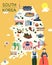 Map Of Korea Attractions Vector And Illustration.