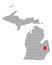 Map of Lapeer in Michigan