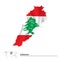 Map of Lebanon with flag