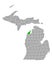 Map of Leelanau in Michigan