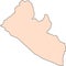 Map of Liberia with black contour lines