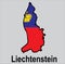 Map of the liechtenstein country map with a white background
