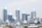 Map location icon and connection with blurred city background.