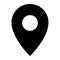 Map location icon. Simple map mark, black pin on white background