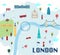 Map Of London Attractions Vector And Illustration