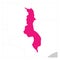 Map of Malawi pink highlighted with neighbor countries