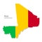 Map of Mali with national flag. Highly detailed map of Western Africa country