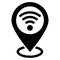 Map marker with Antenna signal icon, map pin, GPS location symbol, vector illustration