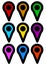 Map marker, map pin icons in more color