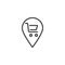 Map marker with Shopping cart outline icon