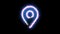 Map marker symbol reveal. Blue, yellow, pink colors smoothly shimmer and form a neon electric number