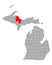 Map of Marquette in Michigan