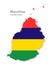 Map of Mauritius island with national flag