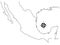 Map of the Mexican Republic or Mexico without political division in black and white
