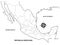 Map of the Mexican Republic or Mexico with political division and points where the capital of each state is