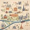 Map of Milan with Illustrations of Hidden Gems