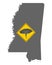 Map of Mississippi and traffic sign tornado warning