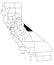 Map of mono County in California state on white background. single County map highlighted by black colour on California map.