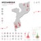 Map of Mozambique Epidemic and Quarantine Emergency Infographic Template. Editable Line icons for Pandemic Statistics