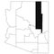 Map of Navajo County in Arizona state on white background. single County map highlighted by black colour on Arizona map. UNITED