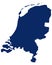 Map of the Netherlands in blue colour