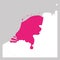 Map of Netherlands pink highlighted with neighbor countries