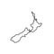 Map of New Zealand Showing North Island and South Island Continuous Line Drawing