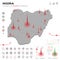 Map of Nigeria Epidemic and Quarantine Emergency Infographic Template. Editable Line icons for Pandemic Statistics