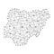 Map of Nigeria from polygonal black lines, dots of illustration