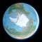 Map of the North Pole. Arctic, ice, melting, climate change. Climate emergency. Scientific expedition. Satellite view of the globe