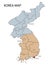 Map of North and South Korea