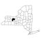 Map of Ontario County in New York state on white background. single County map highlighted by black colour on New york map