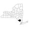 Map of orange County in New York state on white background. single County map highlighted by black colour on New york map