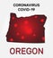 Map of Oregon state and coronavirus infection.