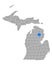 Map of Oscoda in Michigan