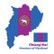 Map outline and corporate color of Chiang Rai Province of Thailand. in blue and purple with elephant, symbols of Chiang Rai.