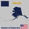 Map outline and flag of Alaska, Eight gold stars, in the shape of `the big dipper`.