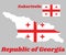 Map outline and flag of Georgia, White rectangle, with a large red cross. In the four corners there are four Bolnur-Katskhuri cros