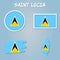 Map outline and flag of Saint Lucia, ector isolated simplified illustration icon with silhouette of Saint Lucia map