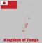 Map outline and flag of Tonga, A red field with the white rectangle on the upper hoist-side corner bearing the red Greek Cross.