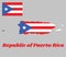 Map outline of Puerto Rico, horizontal white and red bands with isosceles triangle based on the hoist side and white star.