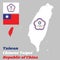 Map outline of Taiwan or Chinese Taipei, The Chinese Taipei Olympic flag and flag of the Republic of China.